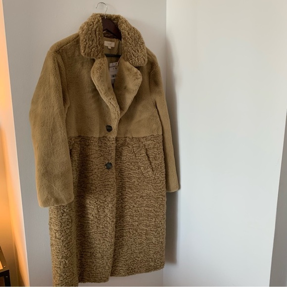 NEXT Direct Olive Green Longline Faux Fur Teddy Borg Mix Coat Size US 10 - Picture 10 of 16